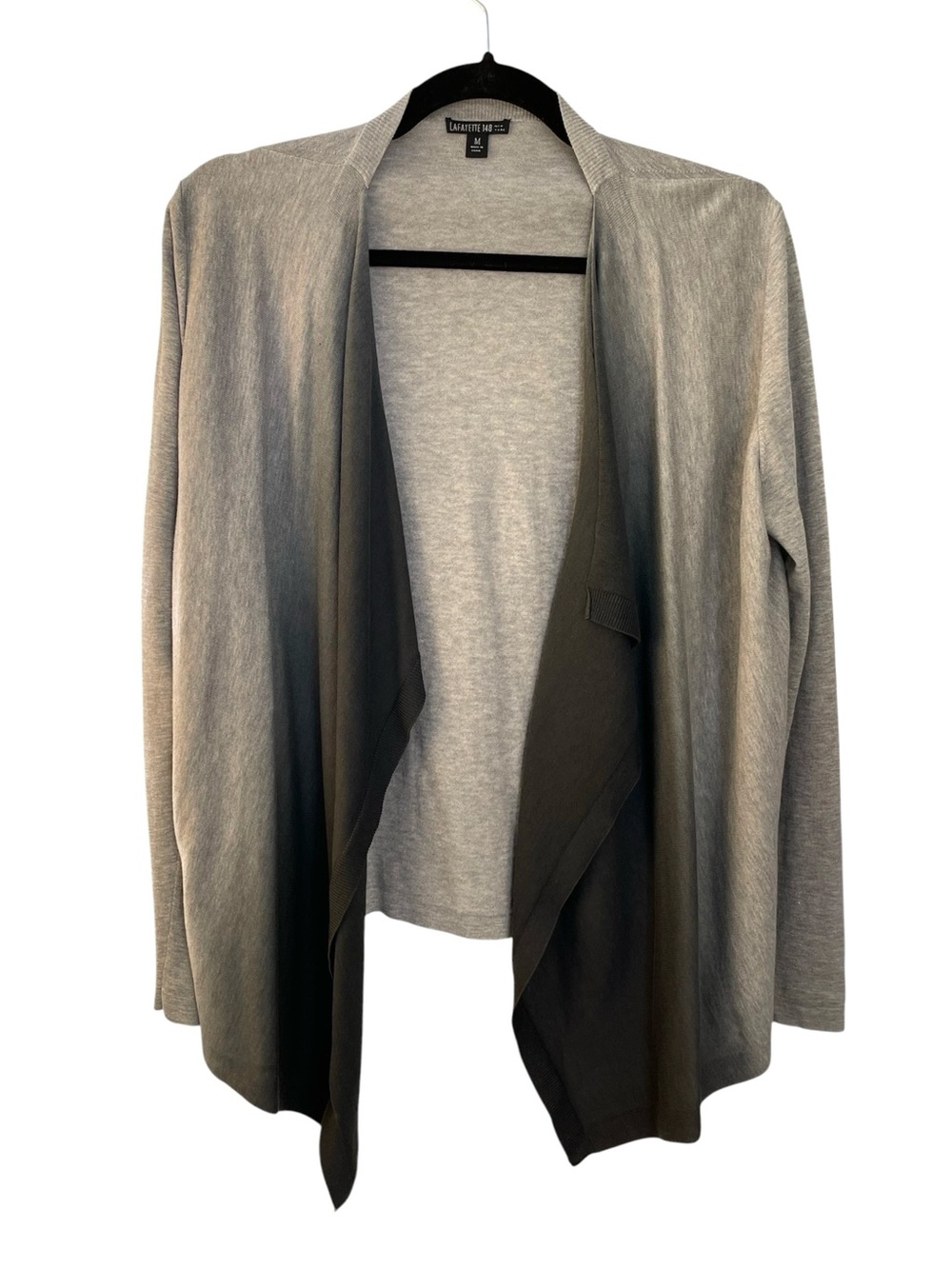 Lafayette 148 New York Gray Ombre Open-Front Draped Cardigan Sweater M